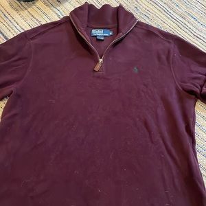Polo Mens 1/4 Zip Pullover Sweater Maroon Burgundy Red  Long Sleeve Pony Logo M